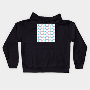 Pixel Heart Pattern - Pastel Color Kids Hoodie